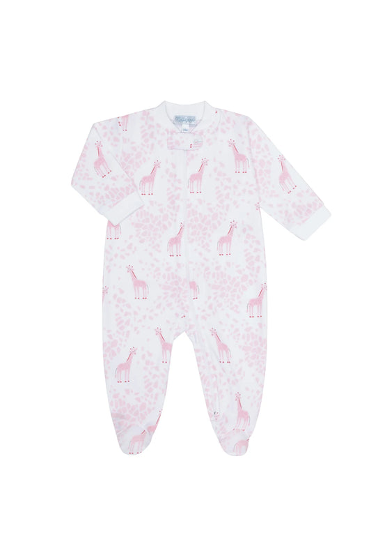 Pink Giraffe Zipper Footie
