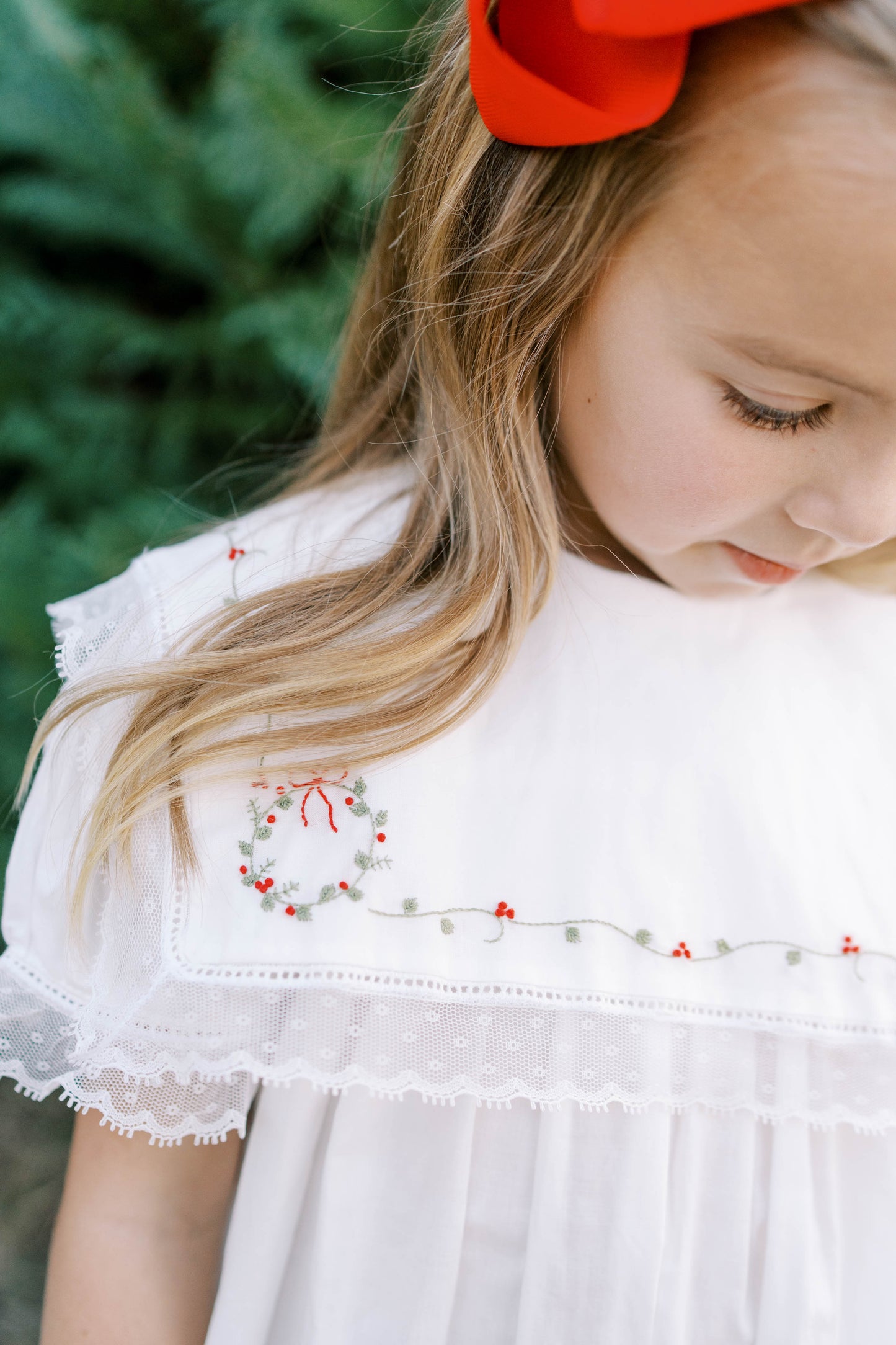 Hope Chest Dress - Blessing White Batiste, Wreaths