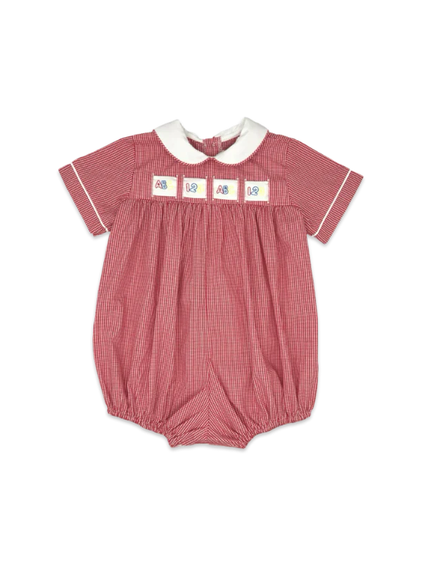 Noah Ribbon Red Mini Gingham Boy Bubble
