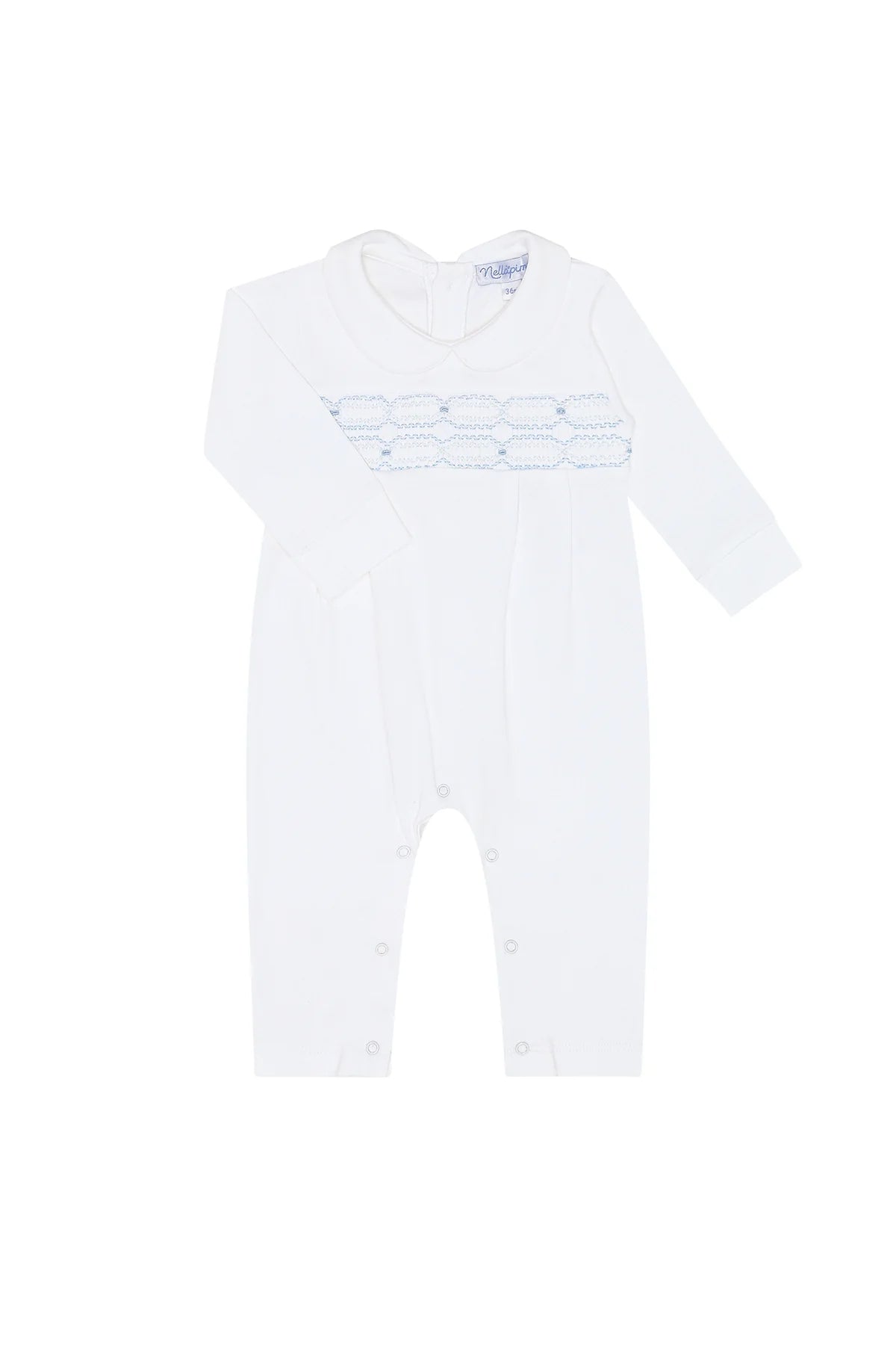 Signature Smocked Boys Playsuit - White