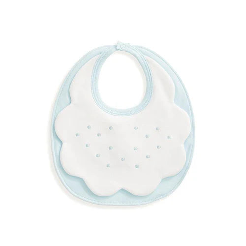 Scalloped Pima & Terry Bib-Blue