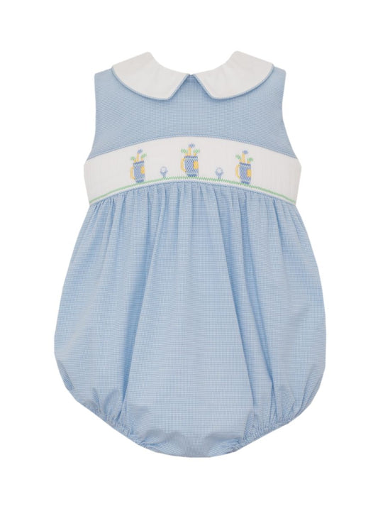 Golf Smocked Bubble - Sleeveless Woven Microcheck