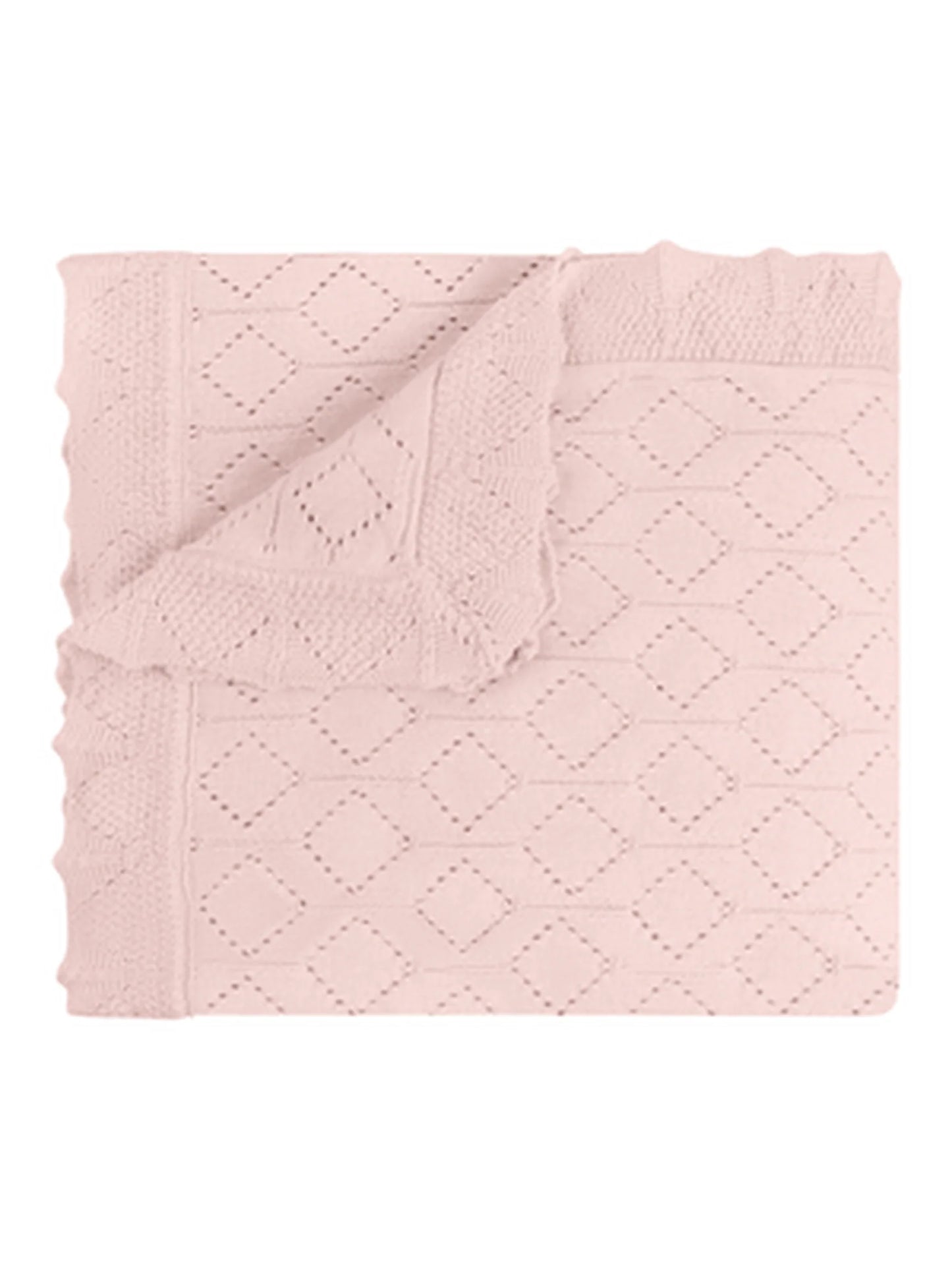 Lux Pointelle Knit Blanket-Pink