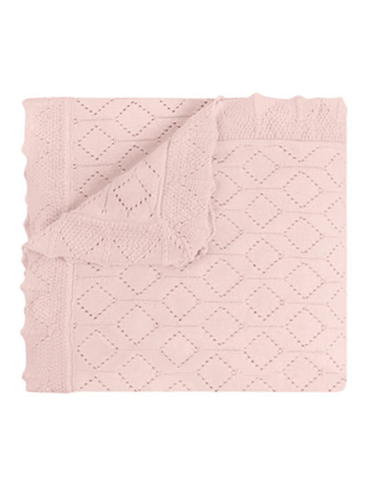 Lux Pointelle Knit Blanket-Pink