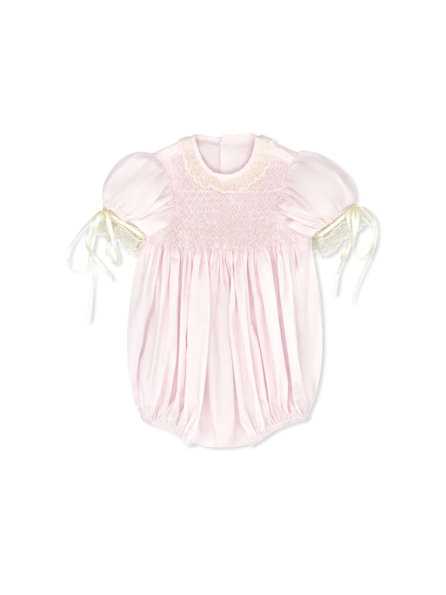 Margaret Bubble- Spring Pink Batiste with Ecru Smocking and Lace