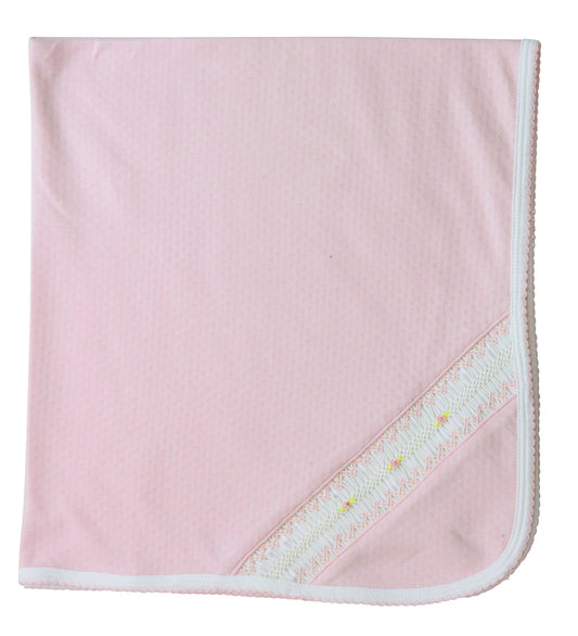 Sweet Pink Smocked Jacquard Blanket