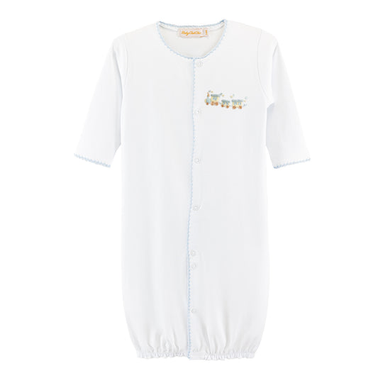 Train Embroidered Converter Gown with Crochet Trim