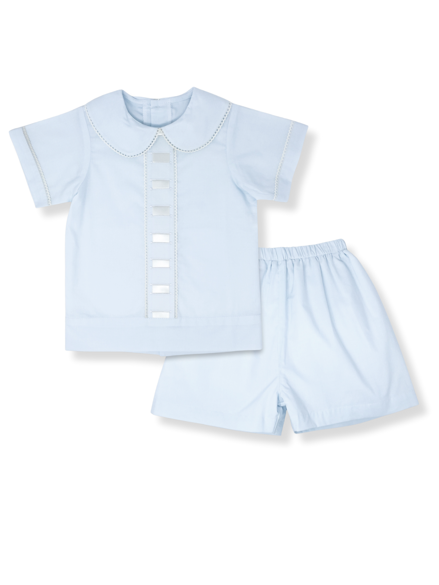 Nate Short Set- Blessings Blue Batiste with Ecru Ribbon