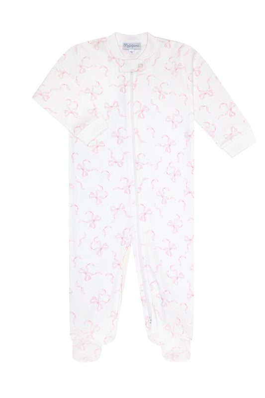 Charming Bows Zippered Footie