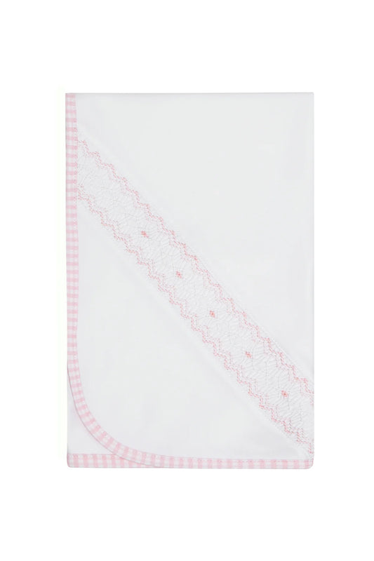 Pink Gingham Smocked Blanket