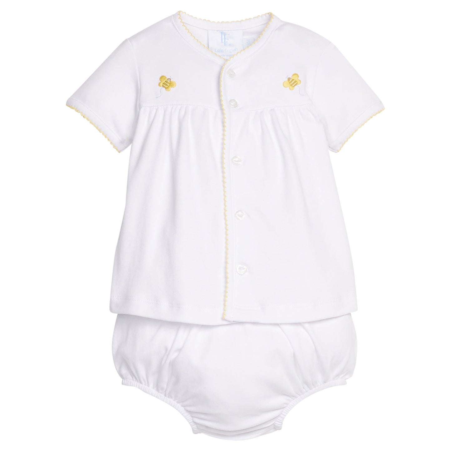 Pinpoint Layette Knit  Diaper Set - Bee