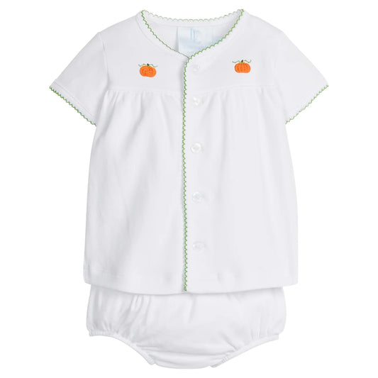 Pinpoint Layette Knit Set- Pumpkin