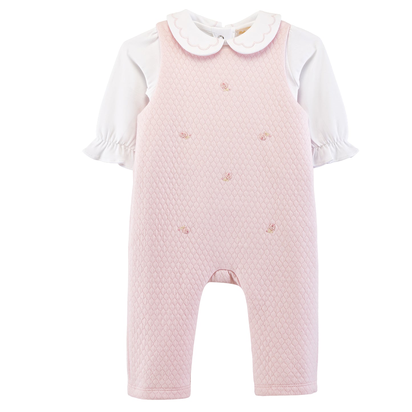Rose Buds Pima Jacquard Overall Set