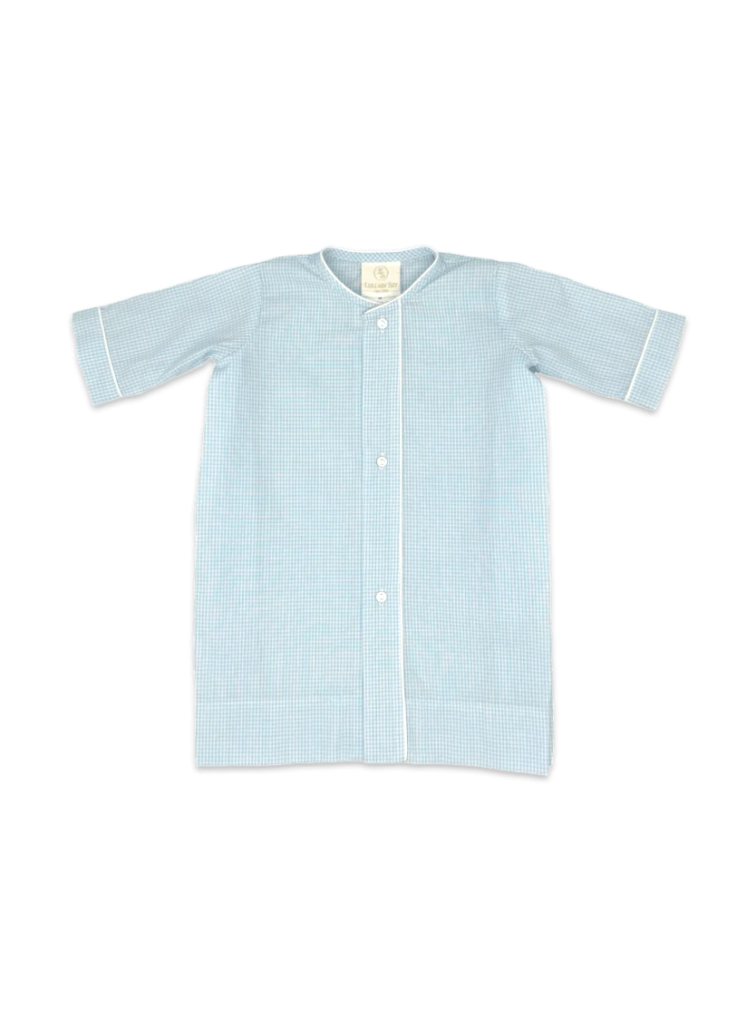 Vintage Daygown- Baby Blue Minigingham Knit