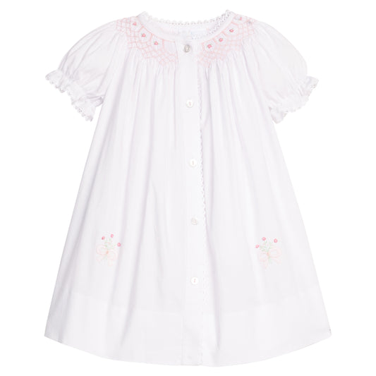 Smocked Heirloom Gown - Pink Roses
