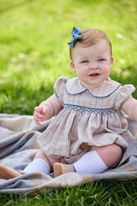 Smocked Natalie Bubble - Durham Windowpane