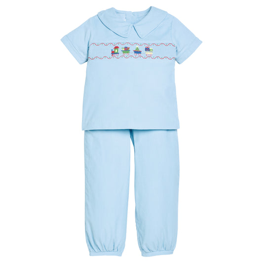 Smocked Pant Set - Holiday Train