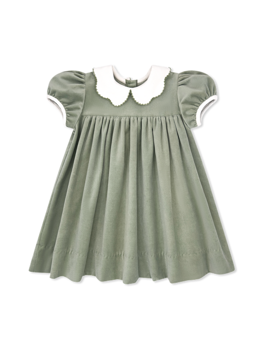 Special Moments Dress- Leyland Green Velvet
