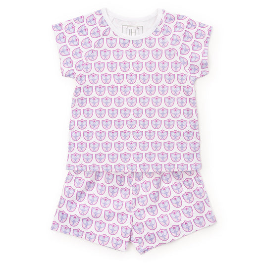 Emery Girls' Short Set - Tennis Crest Pink
