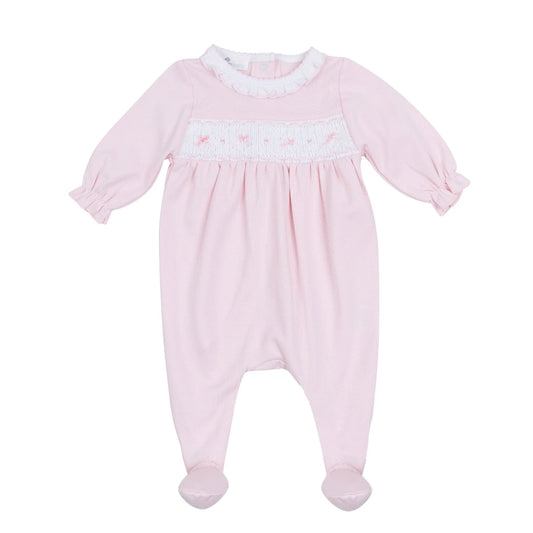 Amelias Pink Smocked Bow Footie
