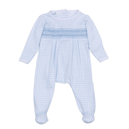 Wishes Smocked Footie - Light Blue