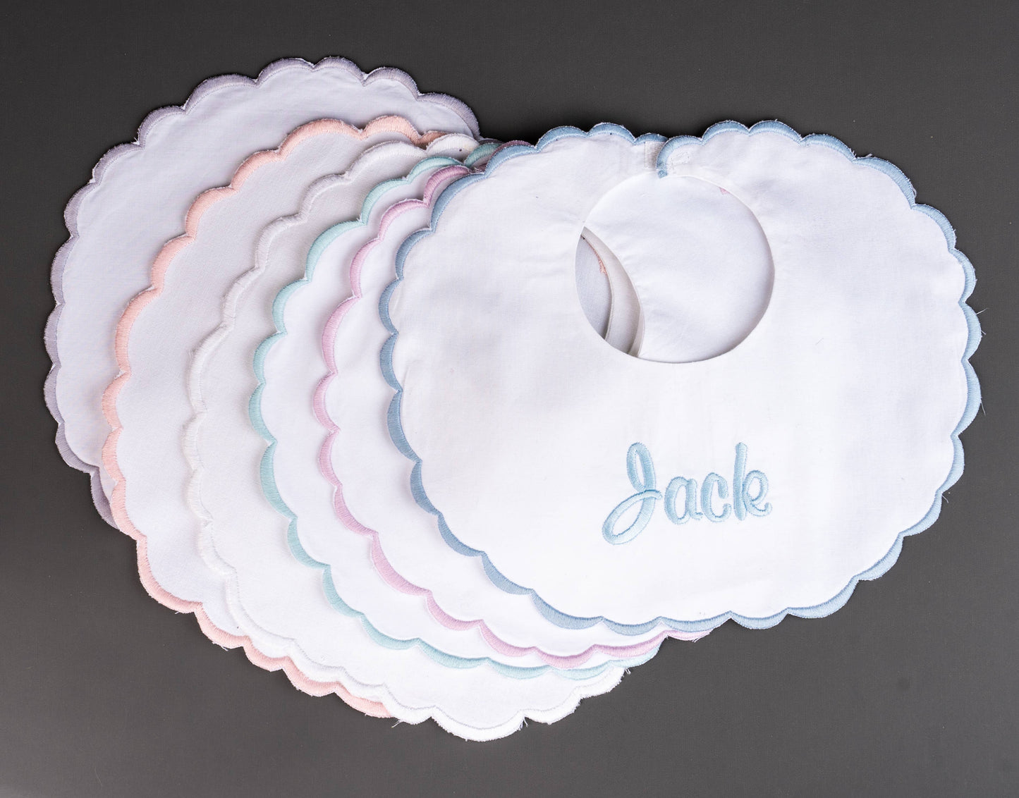 Double Thick Scallop Baby Bibs: Double Pink Scallop
