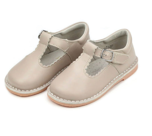 Selina Scalloped T-Strap Mary Jane - Almond