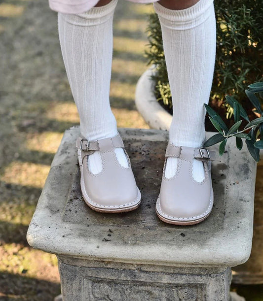 Selina Scalloped T-Strap Mary Jane - Almond