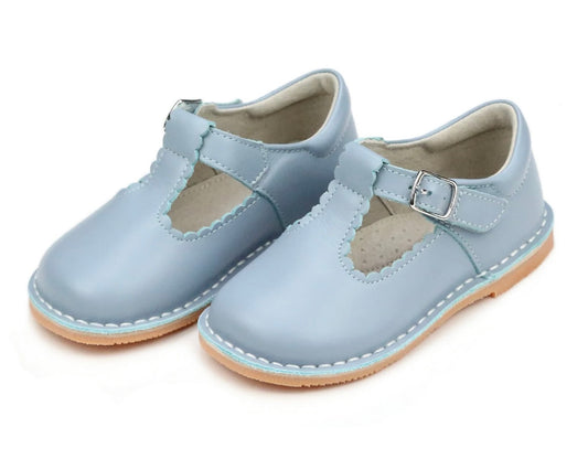 Selina Scalloped T-Strap Mary Jane - Dusty Blue