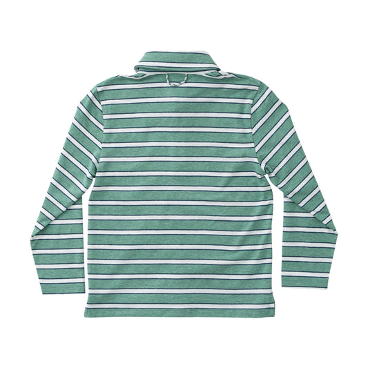 Boys Long Sleeve Too Cool for School Polo - Frosty Spruce Dark Denim Stripe