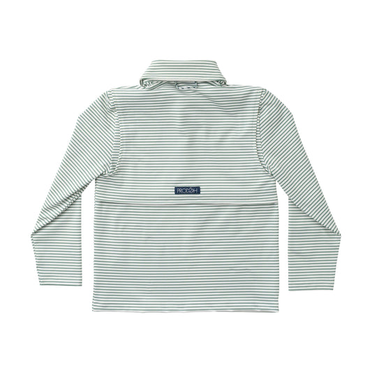 Boys Long Sleeve Pro Performance Polo - Frosty Spruce Stripe