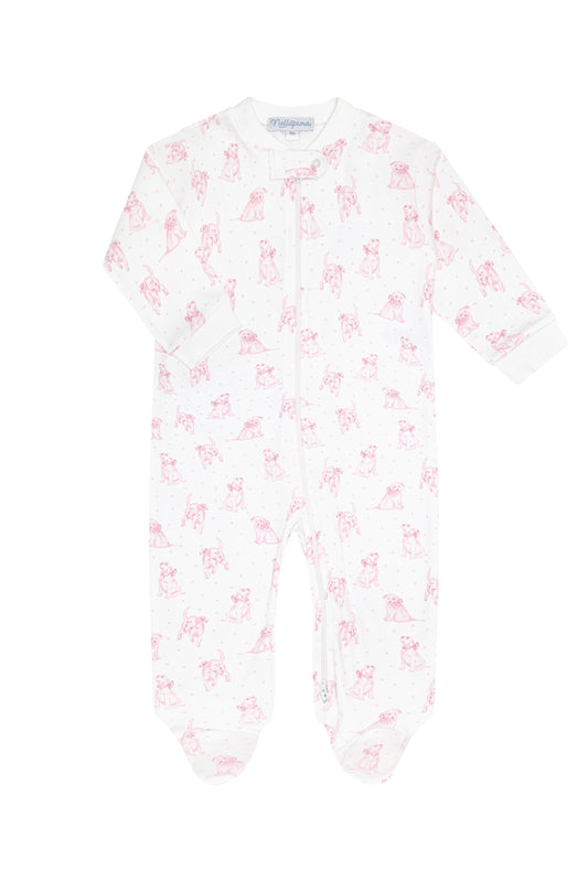 Pink Puppy Love Zipper Footie