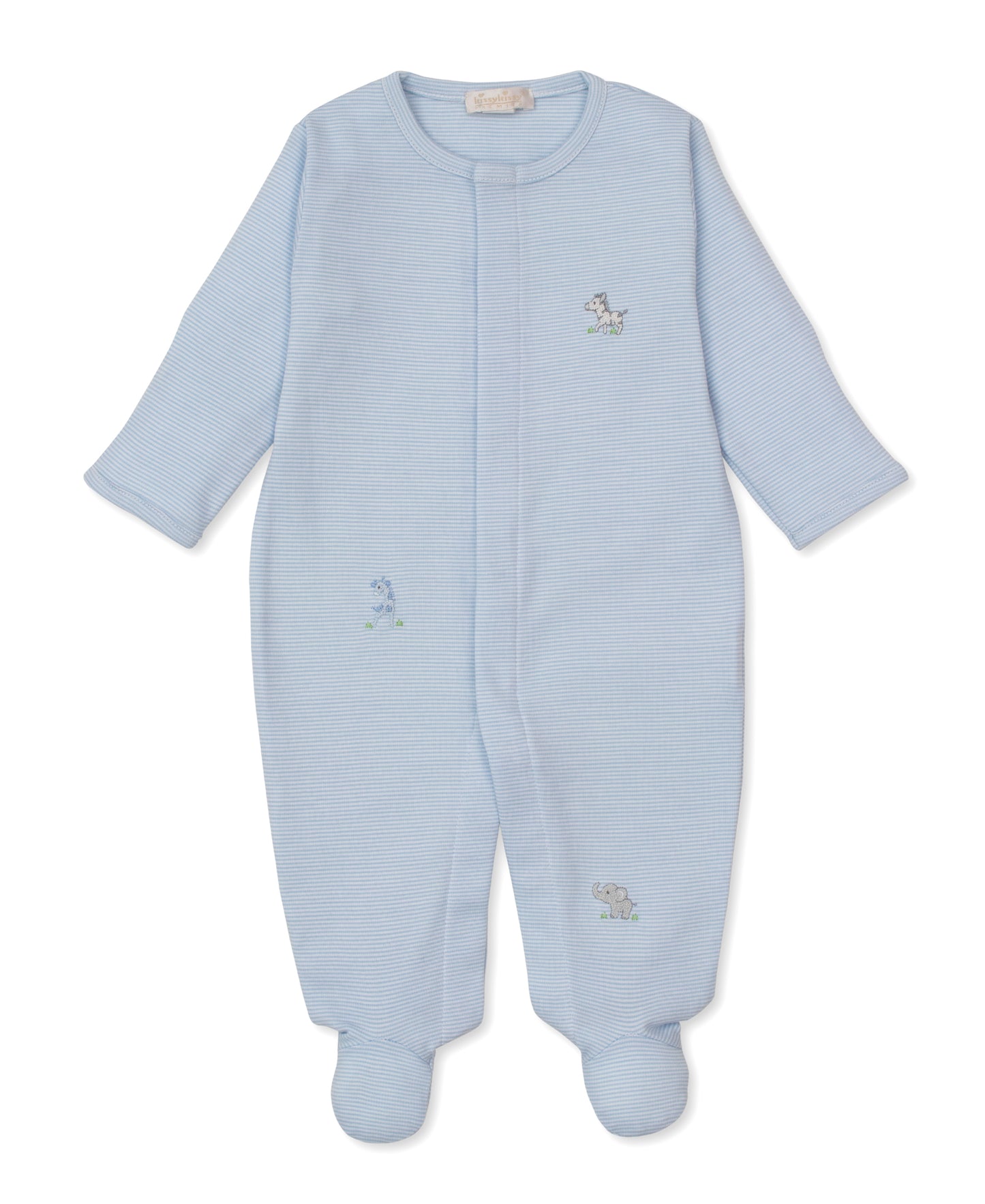 Hand Embroidered Safari Party Striped Footie