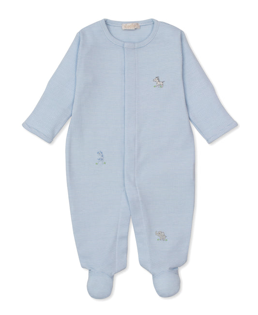 Hand Embroidered Safari Party Striped Footie