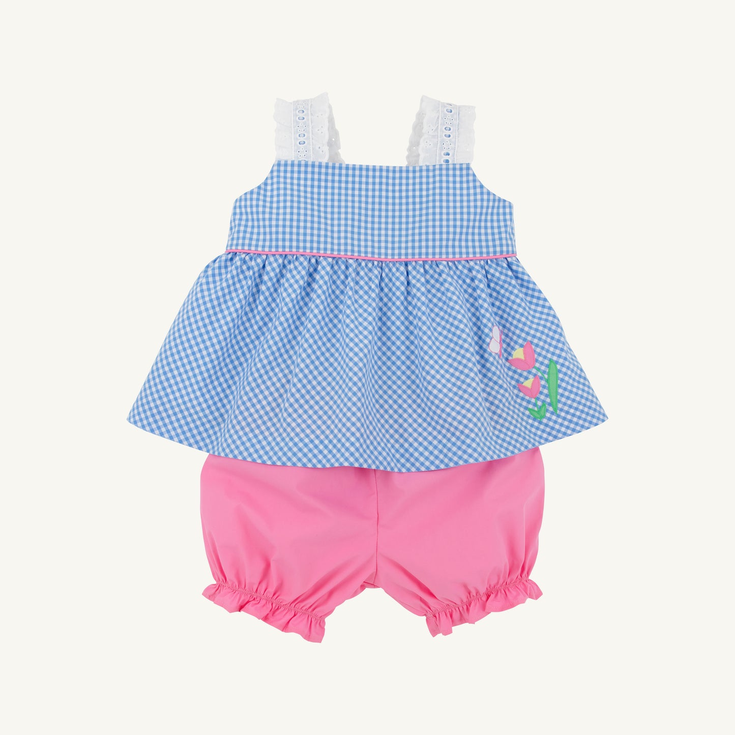 Babs Bloomer Set- Woven Yarn-Sunrise Blvd Blue Mini Gingham/Hamptons