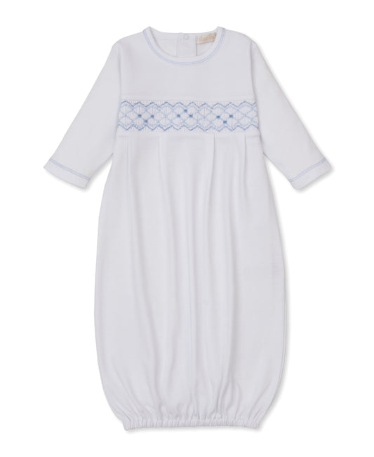 Kissy Kissy- White/Blue Smocked Gown