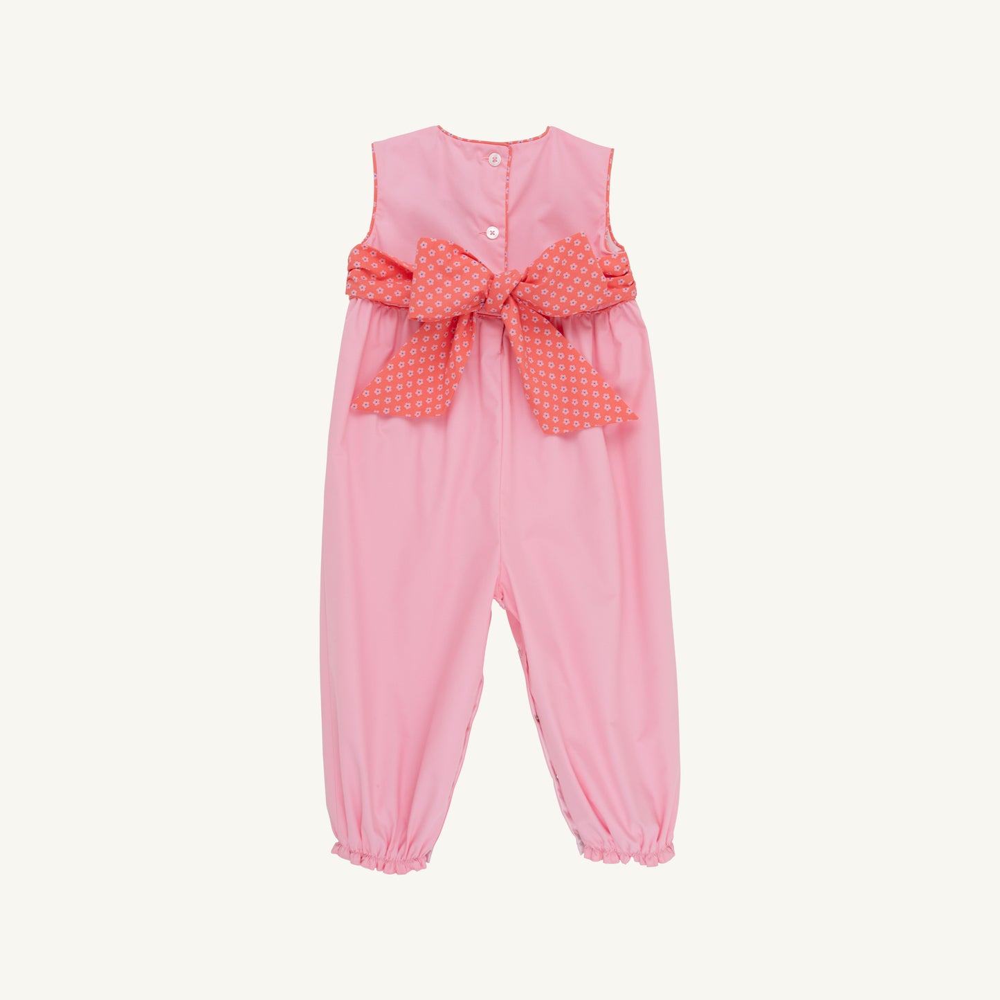 Sleeveless Rebecca Romper - Broadcloth-Sandpearl Pink/Mill St Manor Mini Floral