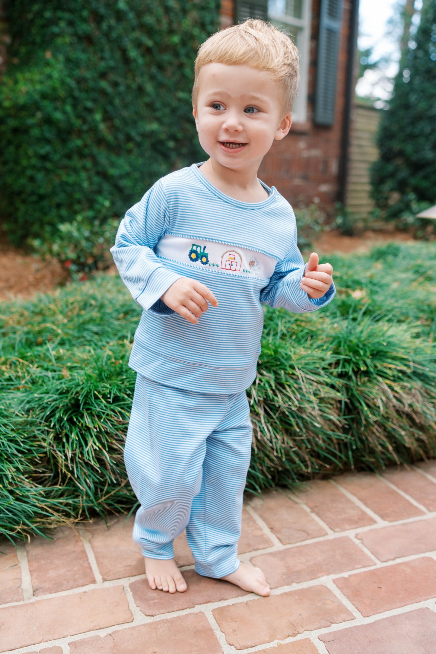 Bayou Play Set-Light Blue Stripe Farm