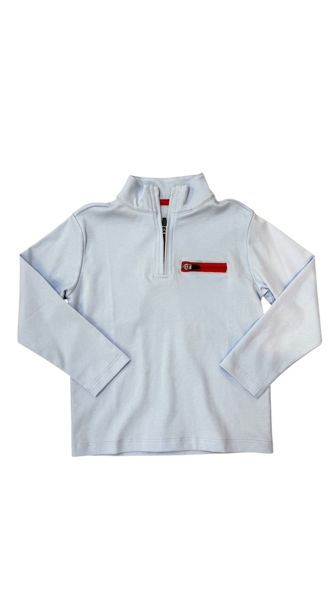 Hudson Half Zip- Blue with Red Zipper