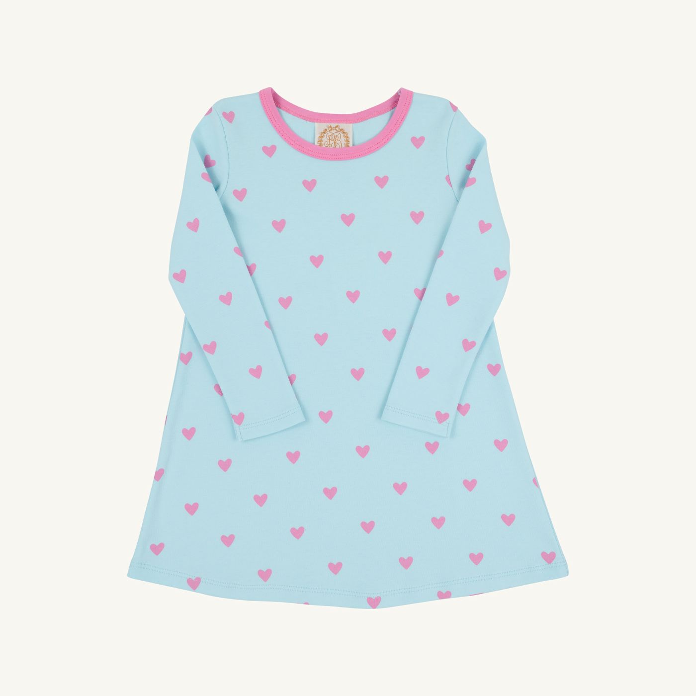 Long Sleeve Polly Play Dress- Heart Eyes