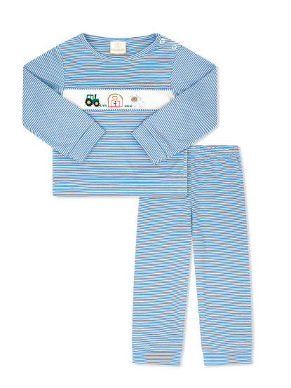Bayou Play Set-Light Blue Stripe Farm