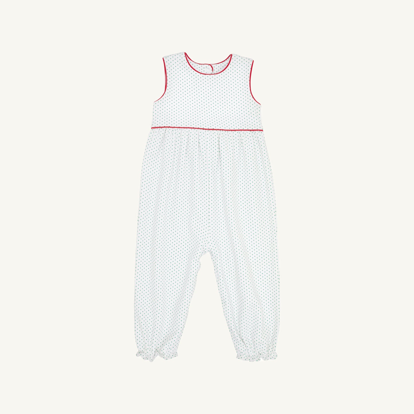 Sleeveless Rebecca Romper- Kiawah Kelly Green Microdot/Richmond Red