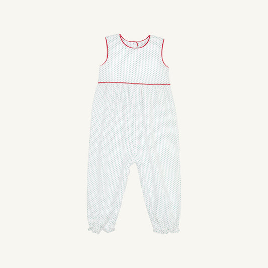 Sleeveless Rebecca Romper- Kiawah Kelly Green Microdot/Richmond Red
