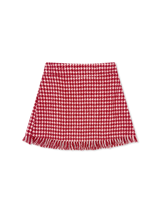Kensington Fringe Skirt - Hartford Houndstooth