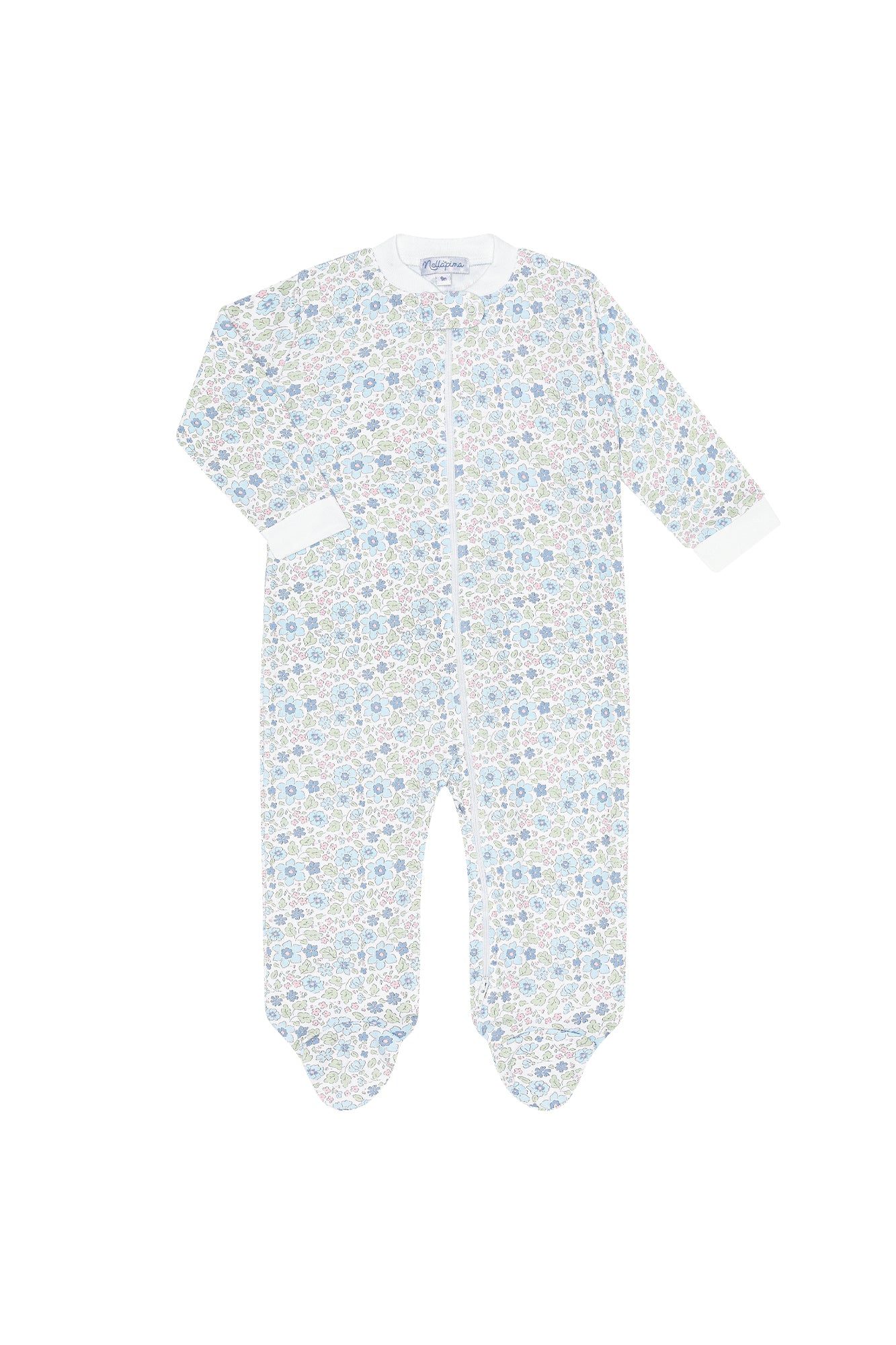 Blue Meadow Zipper Footie