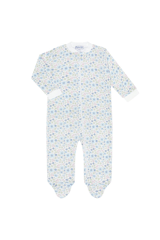Blue Meadow Zipper Footie