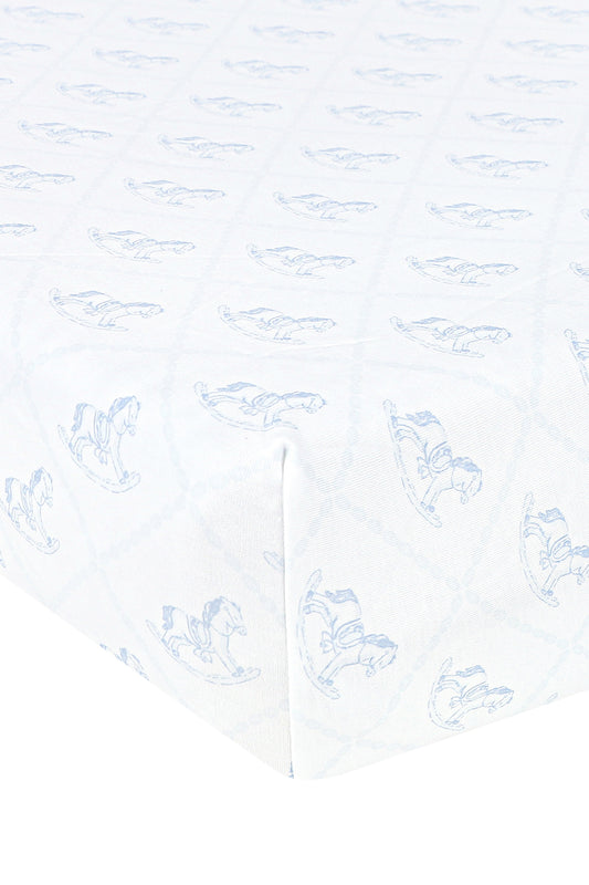 Blue Rocking Horse Crib Sheets