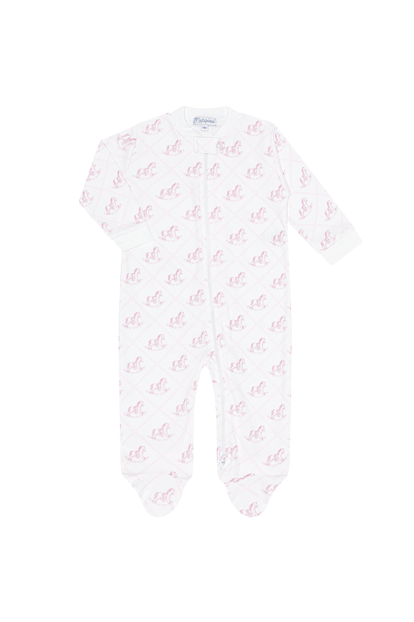 Pink Rocking Horse Zipper Footie