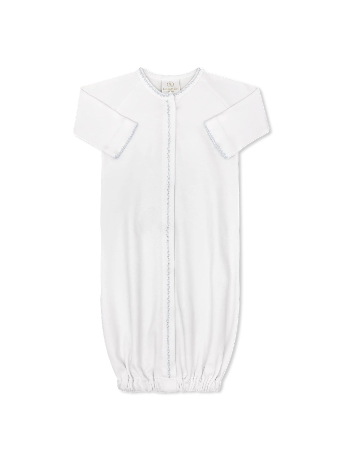 Snuggle Me Saque-White with Blue Featherstitching (One Size)